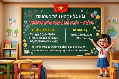 THÔNG BÁO NGHỈ LỄ 30/4 và 01/5